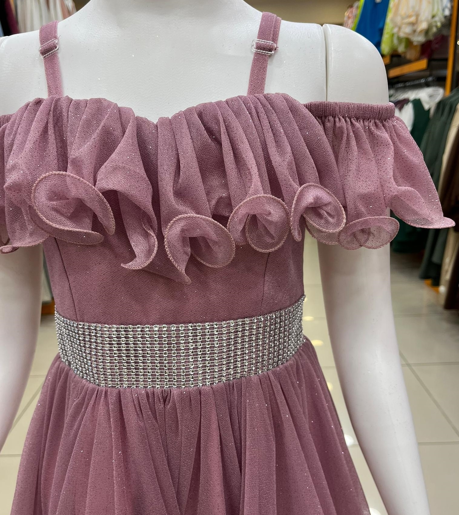 ONBUCO Kids 1574 Kız Çocuk Beli İncili Kısa Abiye