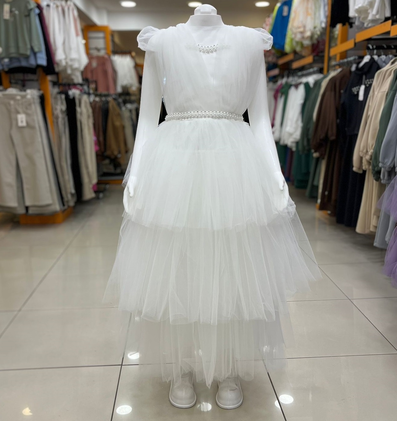 DAİSYGİRLS Kids 2330 Kız Çocuk Katlı Beli Taşlı Abiye