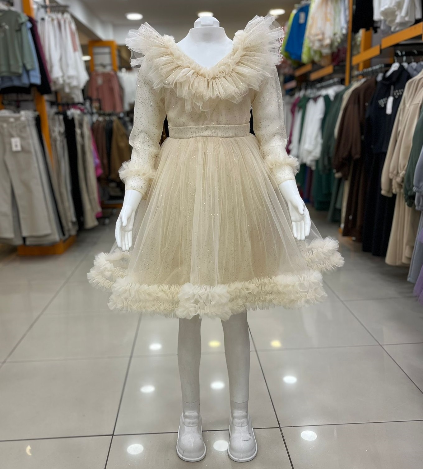 ONBUCO Kids 6564 Kız Çocuk V Yaka Kuyruklu Abiye