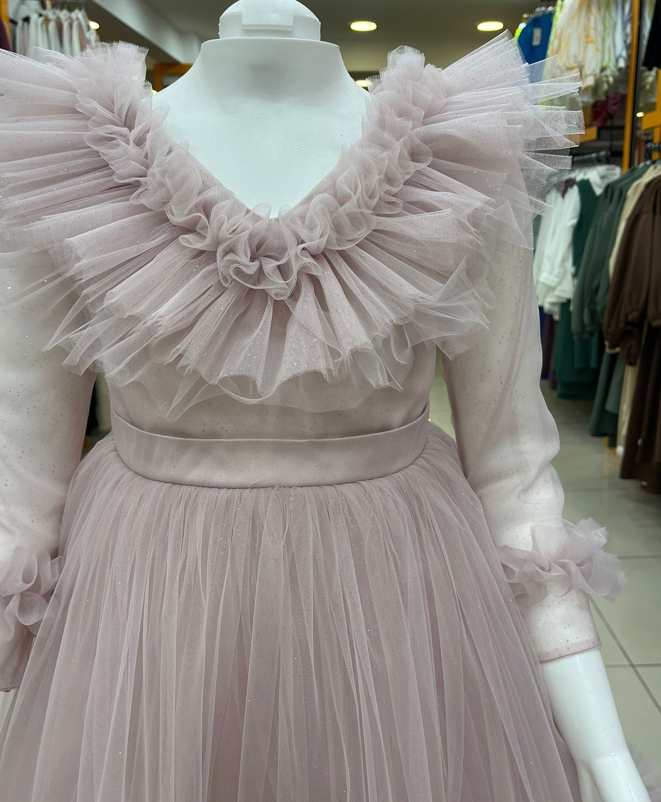 ONBUCO Kids 6564 Kız Çocuk V Yaka Kuyruklu Abiye