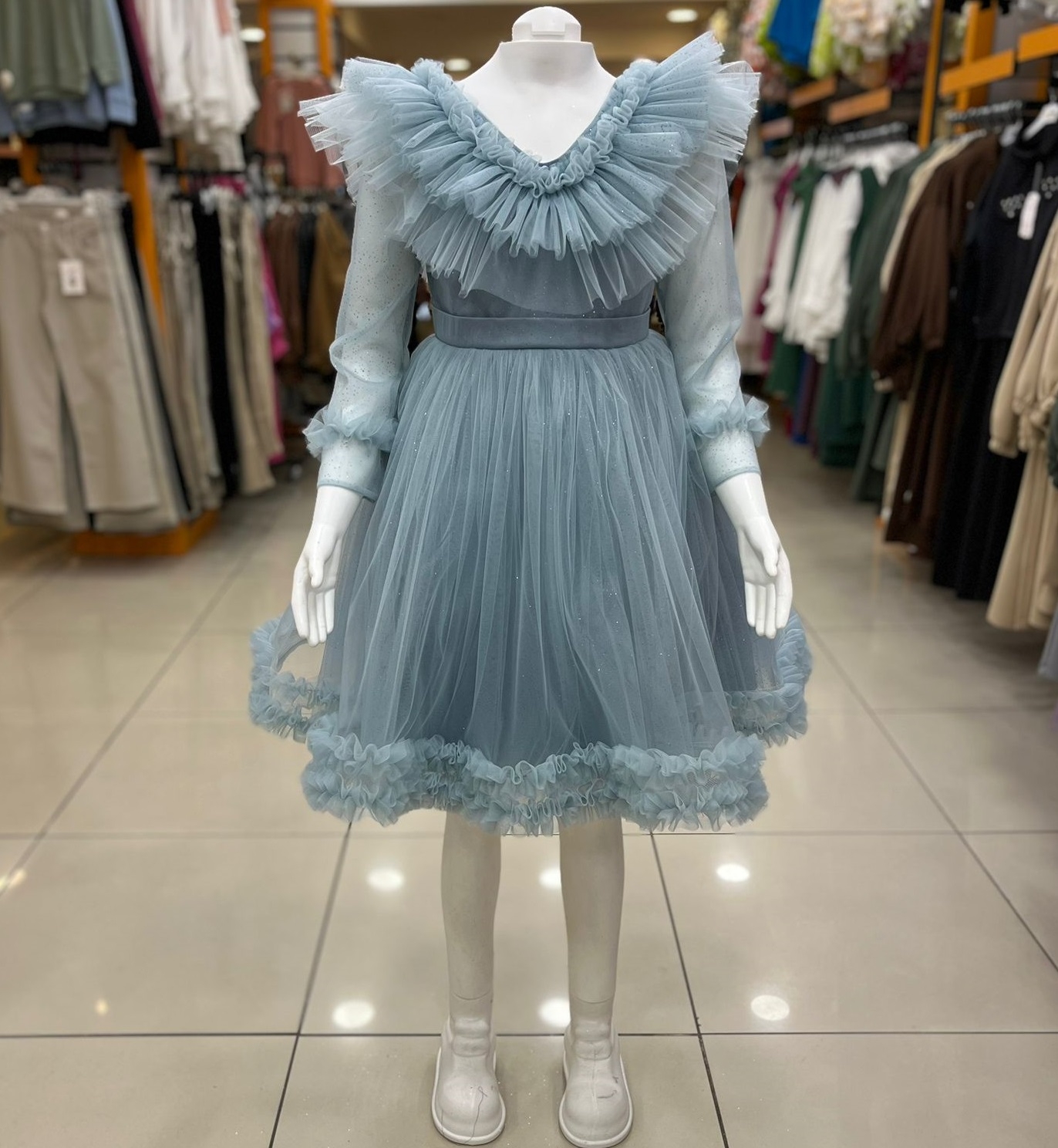 ONBUCO Kids 6564 Kız Çocuk V Yaka Kuyruklu Abiye