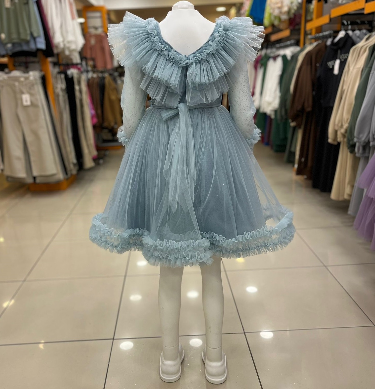ONBUCO Kids 6564 Kız Çocuk V Yaka Kuyruklu Abiye