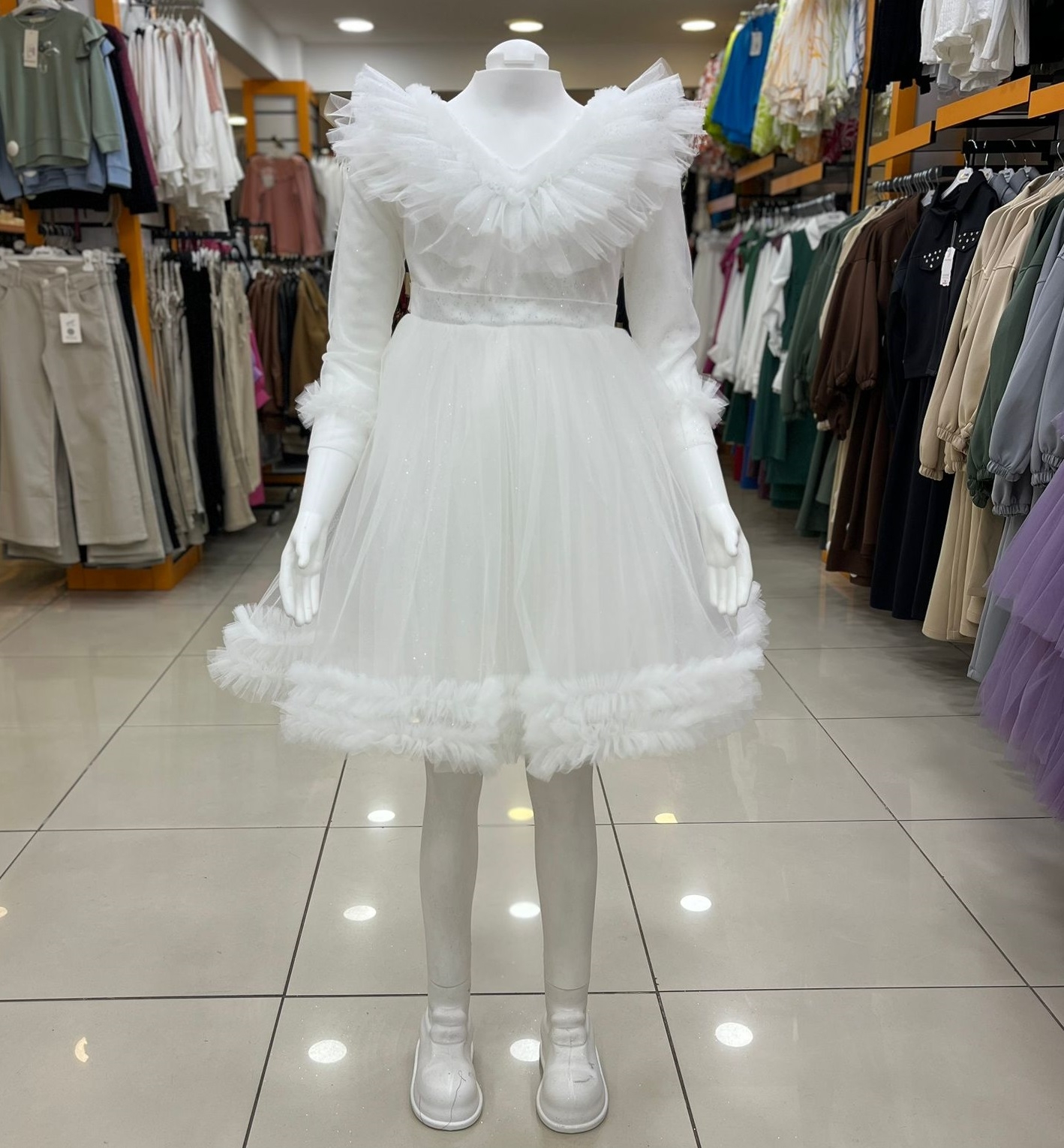 ONBUCO Kids 6564 Kız Çocuk V Yaka Kuyruklu Abiye