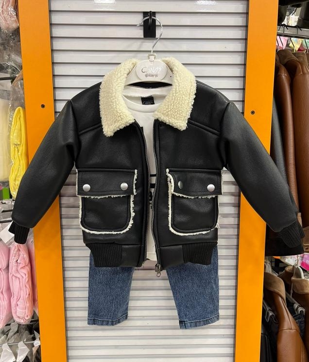 CANÖZ Kids 3234 Erkek Çocuk Deri Montlu 3lü Takım