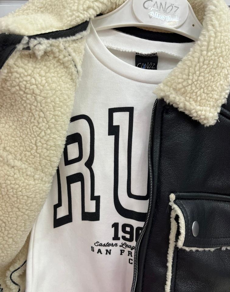 CANÖZ Kids 3234 Erkek Çocuk Deri Montlu 3lü Takım
