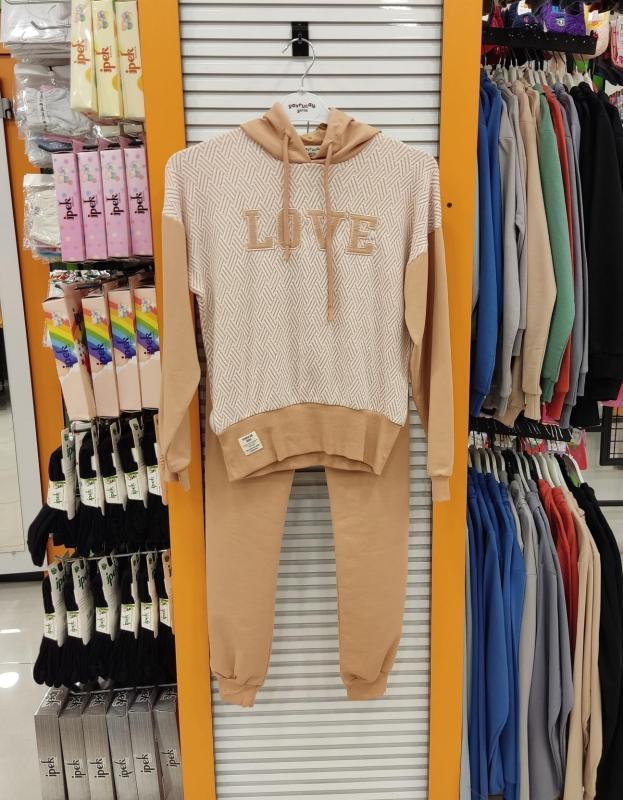 YAVRUCAK 7919 Love Kız Çocuk Lastikli Kapşonlu 2li Takım