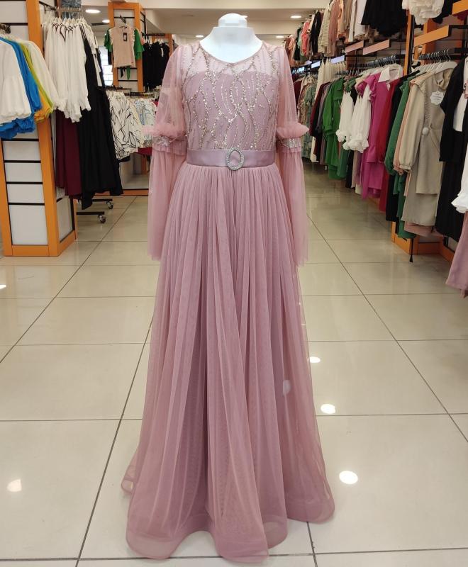 ONBUCO Kids 1562 Kemerli Uzun Kol Kız Çocuk Abiye