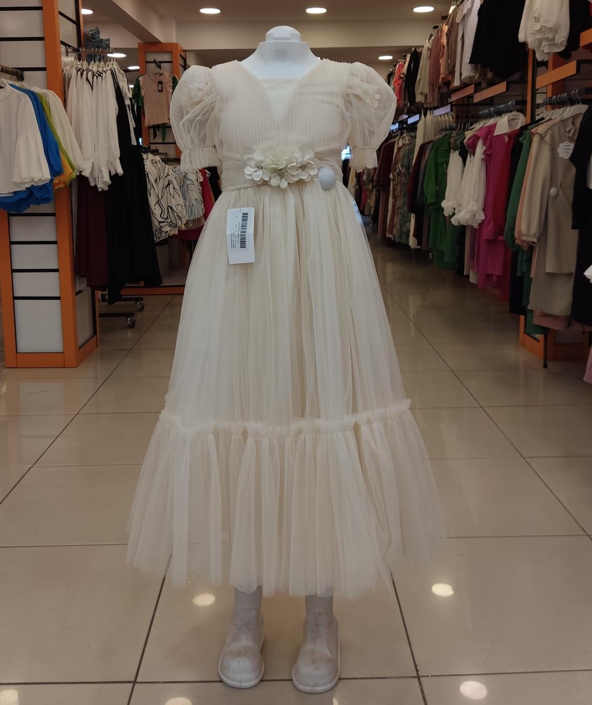 ŞEKER Kids 4164 Kolu Beli Çiçek Desenli Kız Çocuk Abiye