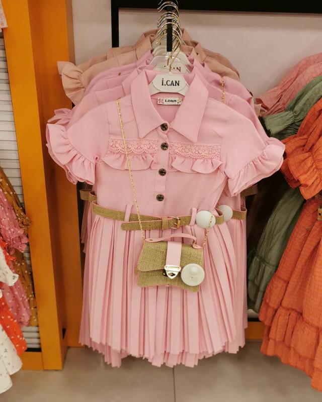 İ.Can Kids 1285 Piliseli Çantalı Elbise