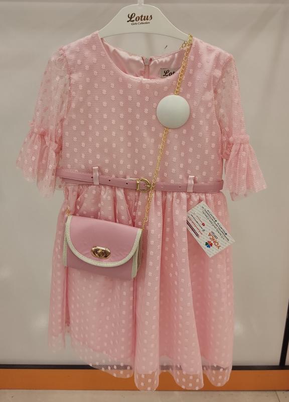 ENFETTO Kids 2255 Çantalı Puanlı Çocuk Elbise