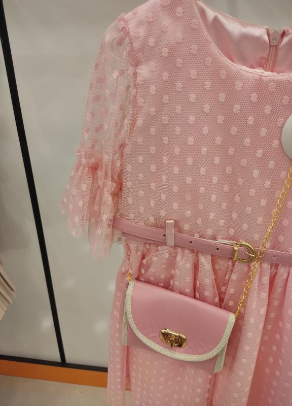 ENFETTO Kids 2255 Çantalı Puanlı Çocuk Elbise