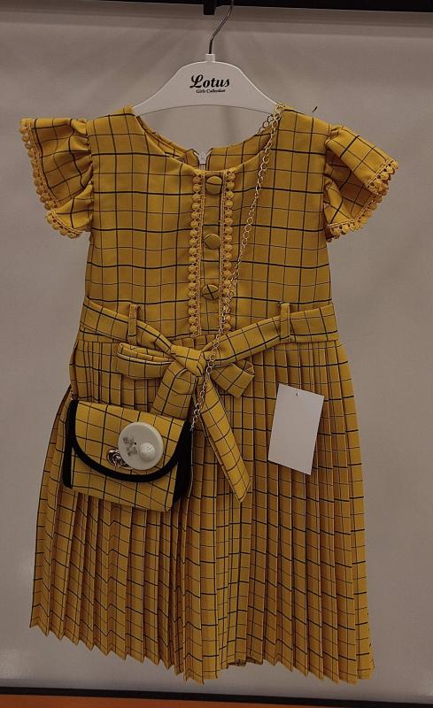 ENFETTO Kids 2170 Çantalı Çocuk Ekose Elbise