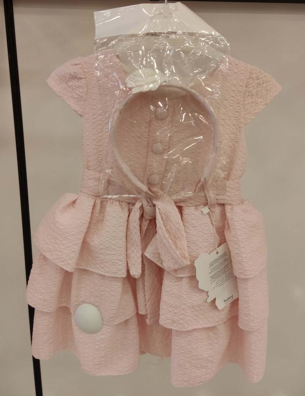 BABİLİ Kids 513 Taçlı Gofre Kız Çocuk Elbisesi