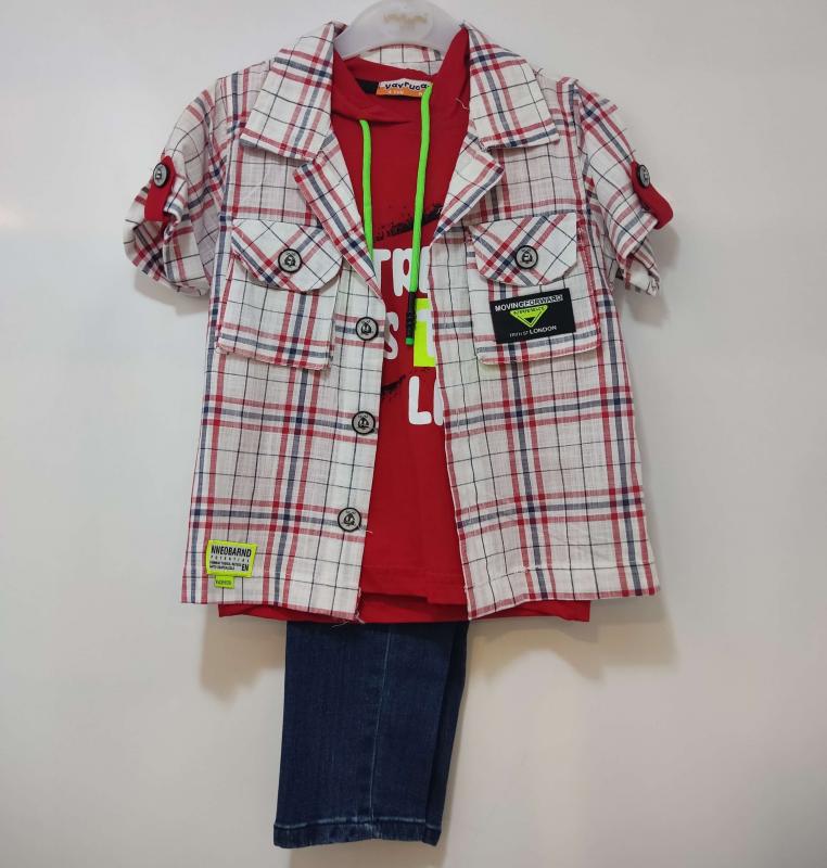 YAVRUCAK Kids 3451 Gömlekli Erkek Çocuk 3 lü Takım