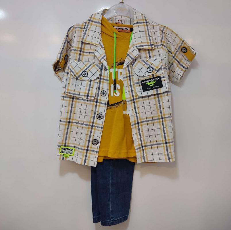 YAVRUCAK Kids 3451 Gömlekli Erkek Çocuk 3 lü Takım