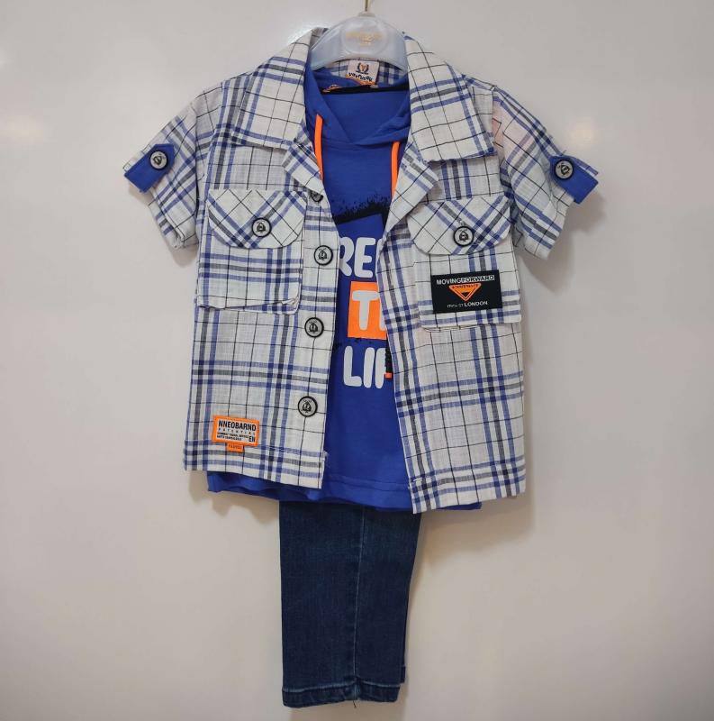 YAVRUCAK Kids 3451 Gömlekli Erkek Çocuk 3 lü Takım