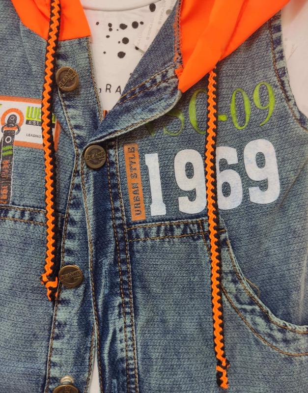 CANÖZ Kids 2504 Kot Yelekli Kaprili Erkek Çocuk Takım