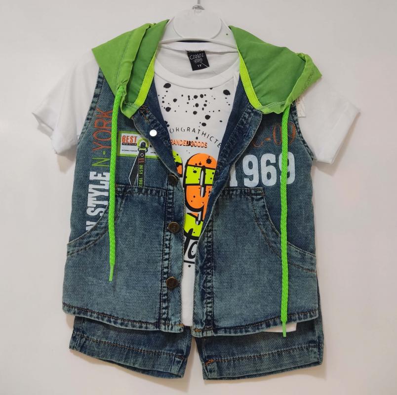 CANÖZ Kids 2504 Kot Yelekli Kaprili Erkek Çocuk Takım