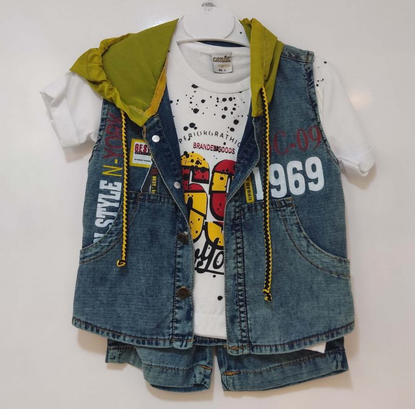 CANÖZ Kids 2504 Kot Yelekli Kaprili Erkek Çocuk Takım