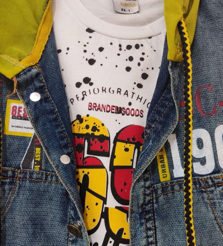 CANÖZ Kids 2504 Kot Yelekli Kaprili Erkek Çocuk Takım