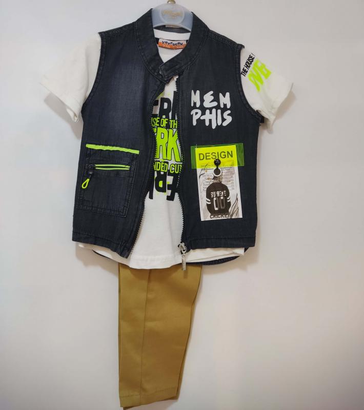 YAVRUCAK Kids 3483 Erkek Çocuk Yelekli Üçlü Takım