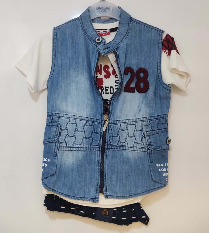 YAVRUCAK Kids 3525 kor Yelekli Erkek Çocuk 3lü Takım