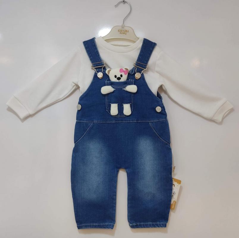 ERSİN Baby 1019 Kız Çocuk Kot Slopet Tulum Takım