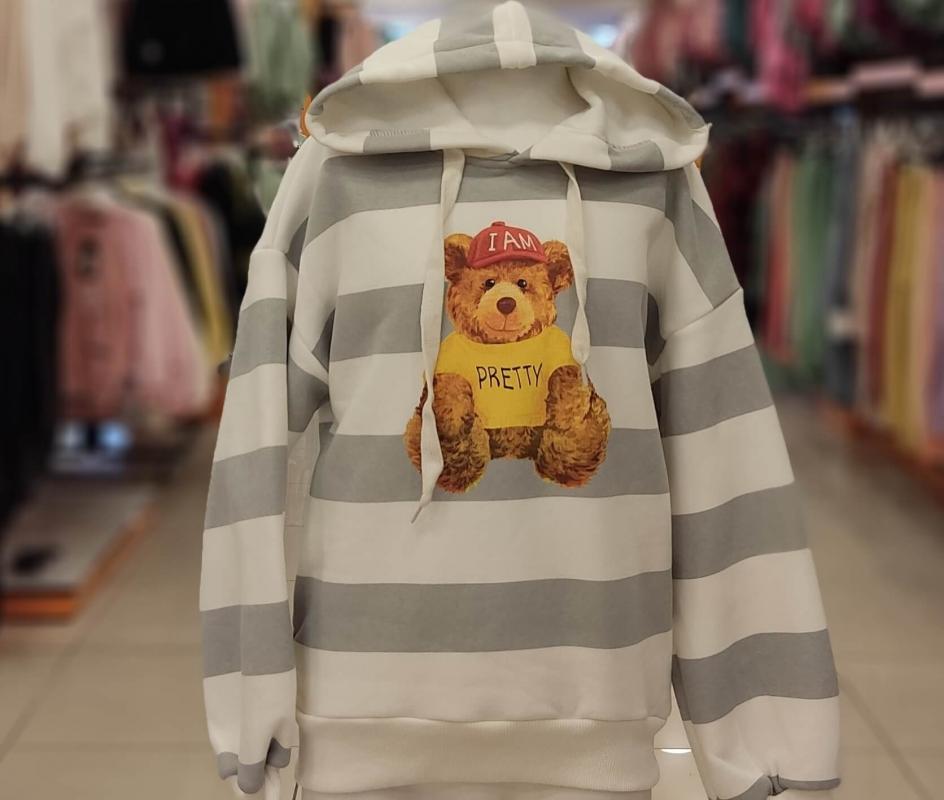 HAY Kids 310 Ayıcıklı Kız Çocuk Polar Kapşonlu Sweat
