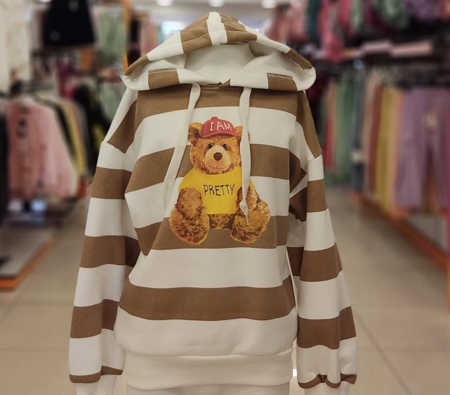 HAY Kids 310 Ayıcıklı Kız Çocuk Polar Kapşonlu Sweat