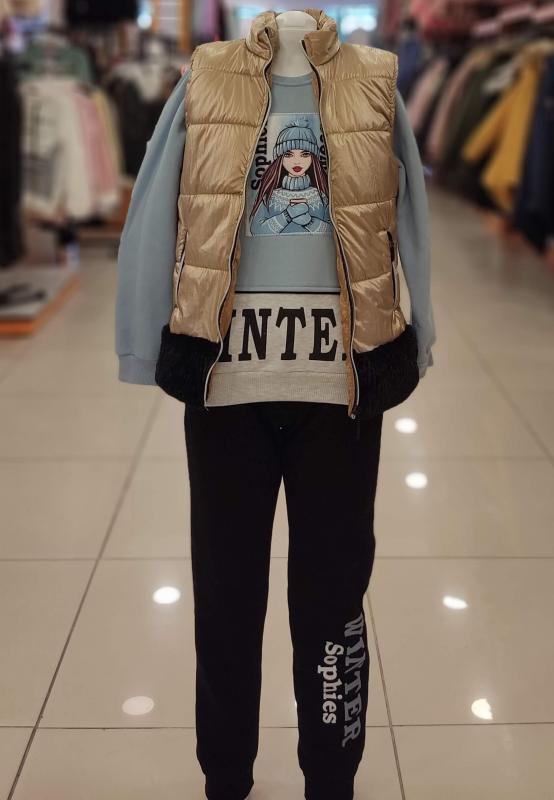 YAVRUCAK Kids 11749 Winter Kız Çocuk Yelekli 3lü Takım