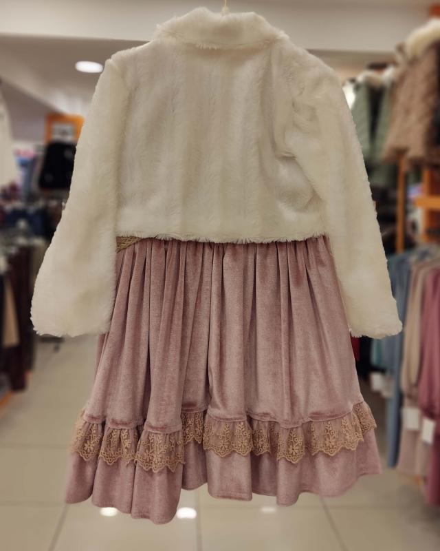 MİSS KUĞU Kids 3608 Bolerolu Kız Çocuk Kadife Elbise