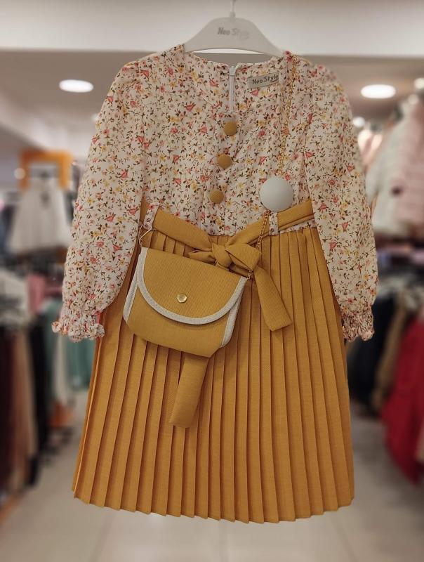ENFETTO Kids 2392 Kız Çocuk Çantalı Elbise