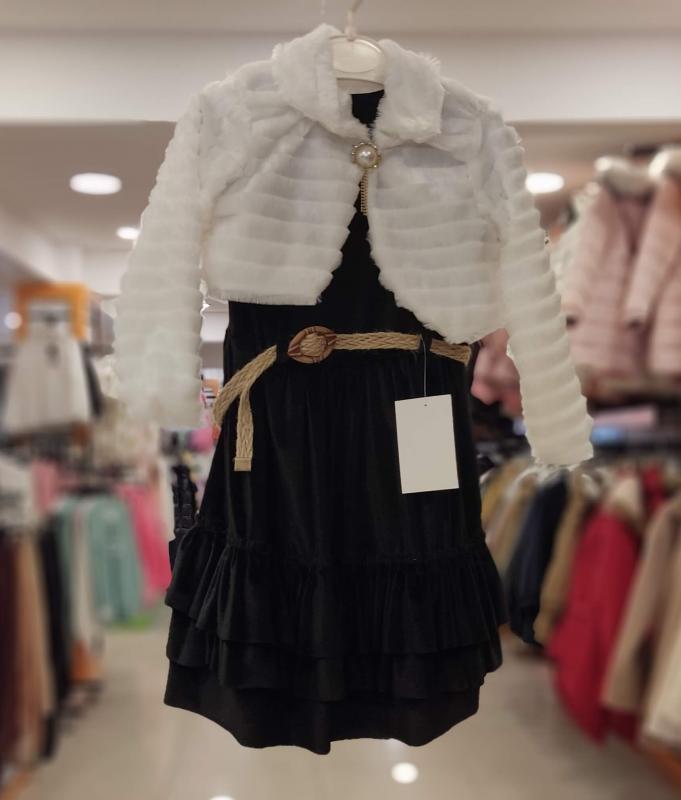 LUMİA Kids 717 Bolerolu Kız Çocuk Kadife Elbise