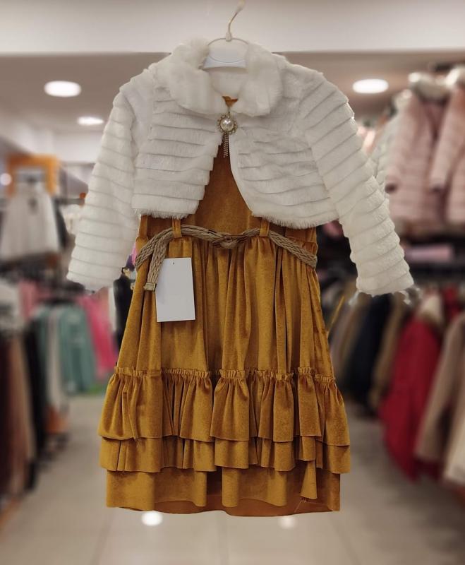 LUMİA Kids 717 Bolerolu Kız Çocuk Kadife Elbise