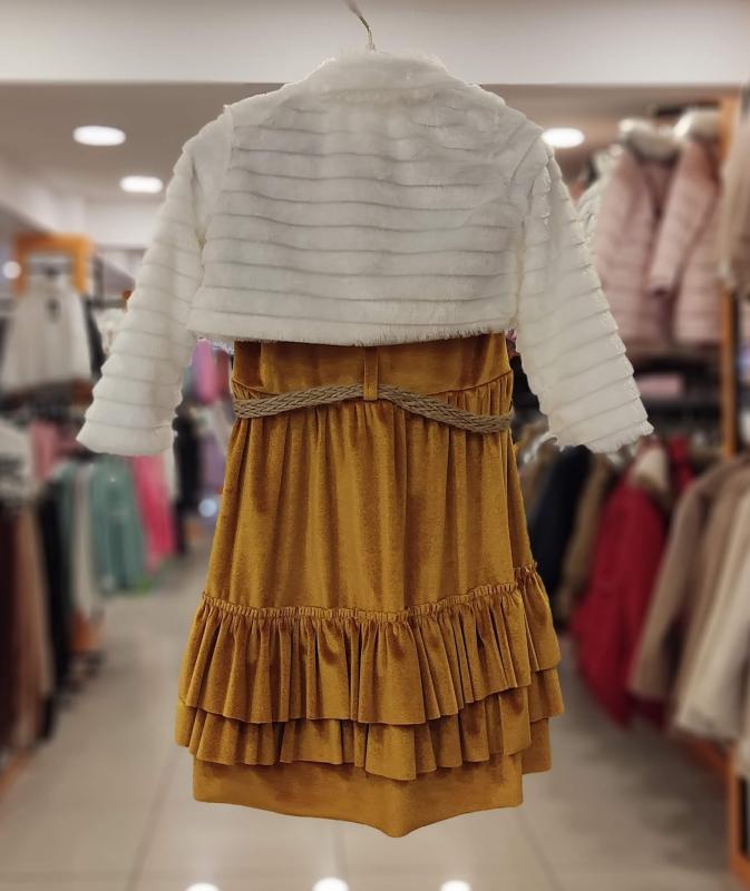 LUMİA Kids 717 Bolerolu Kız Çocuk Kadife Elbise