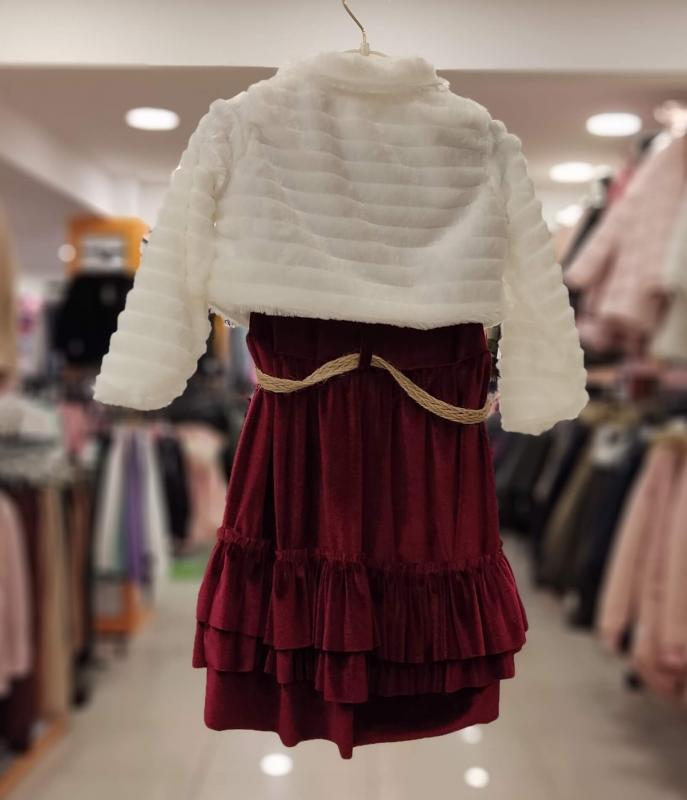 LUMİA Kids 717 Bolerolu Kız Çocuk Kadife Elbise