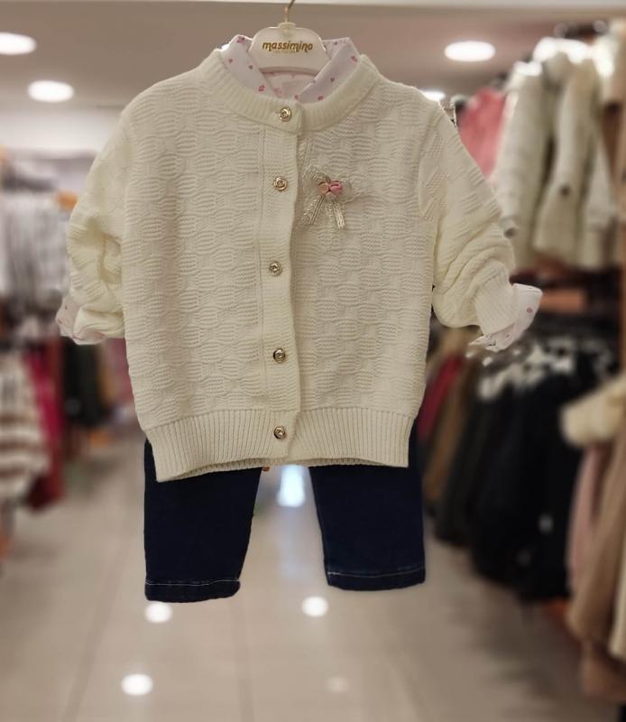 MASSİMİNO Kids 2243 Hırkalı Kız Bebek 3lü Takım