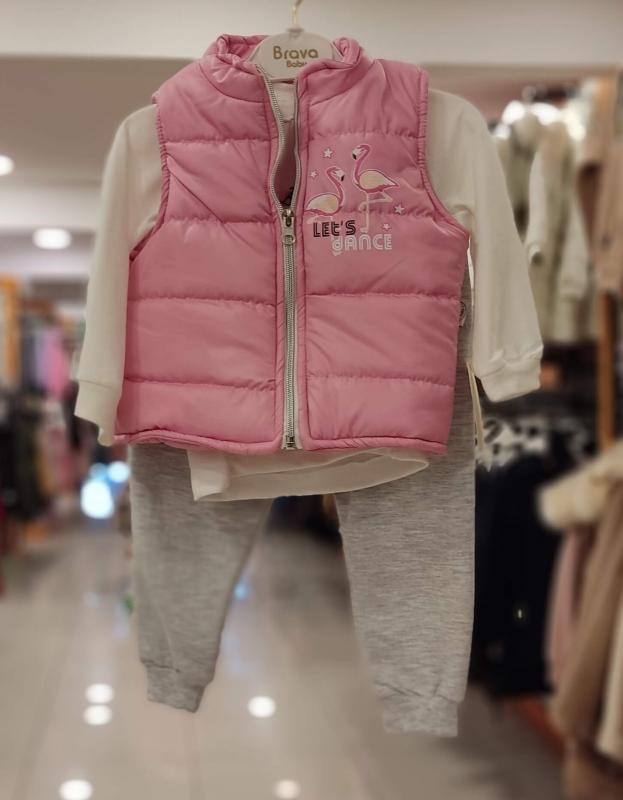 BRAVA BABY 50202 Şişme Yelekli Kız Bebek 3lü Takım