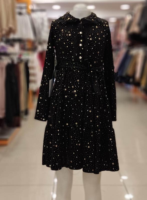ŞİRİN Girls 3032 Yakası Dantelli Çocuk Kadife Elbise