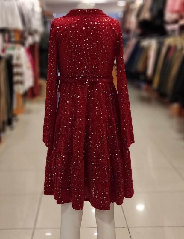 ŞİRİN Girls 3032 Yakası Dantelli Çocuk Kadife Elbise