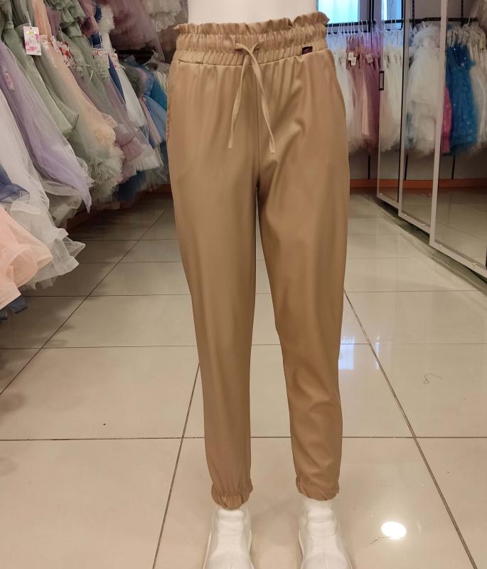 MARKAM 5005-5006 Kız Çocuk Paça Lastikli Deri Pantolon