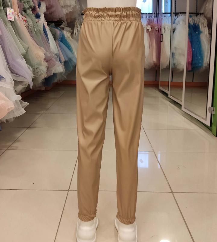 MARKAM 5005-5006 Kız Çocuk Paça Lastikli Deri Pantolon