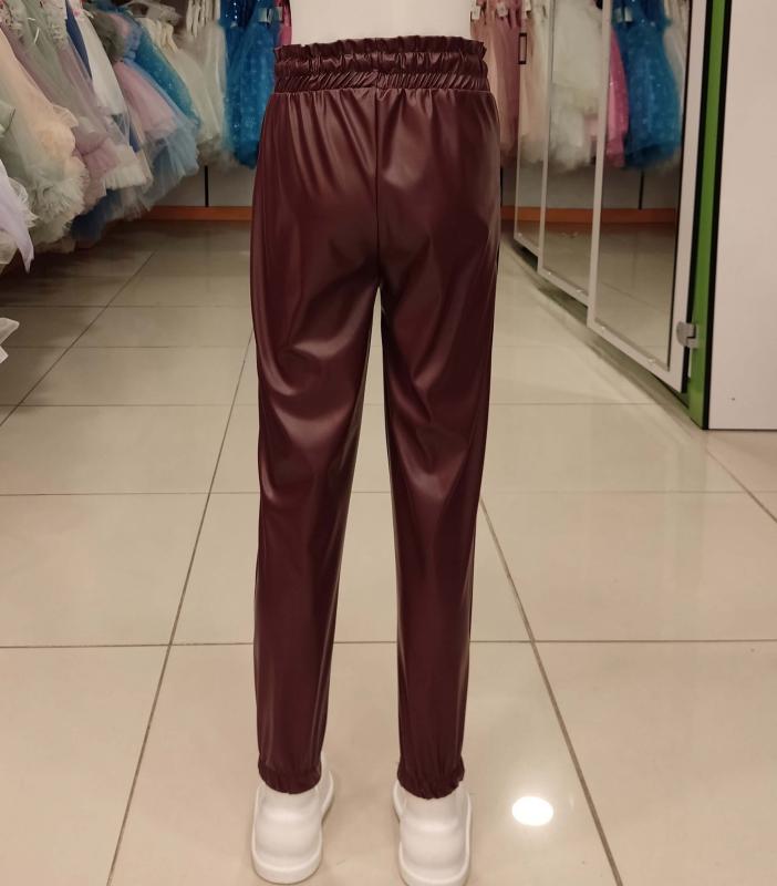 MARKAM 5005-5006 Kız Çocuk Paça Lastikli Deri Pantolon