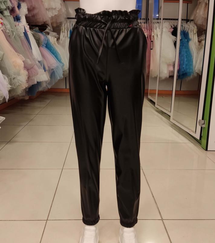 MARKAM 5005-5006 Kız Çocuk Paça Lastikli Deri Pantolon