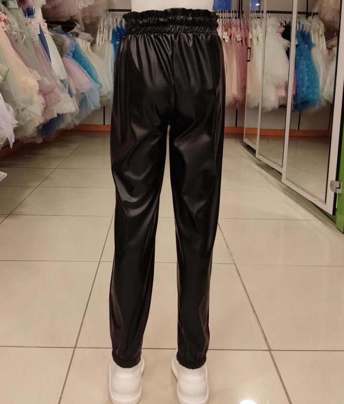 MARKAM 5005-5006 Kız Çocuk Paça Lastikli Deri Pantolon