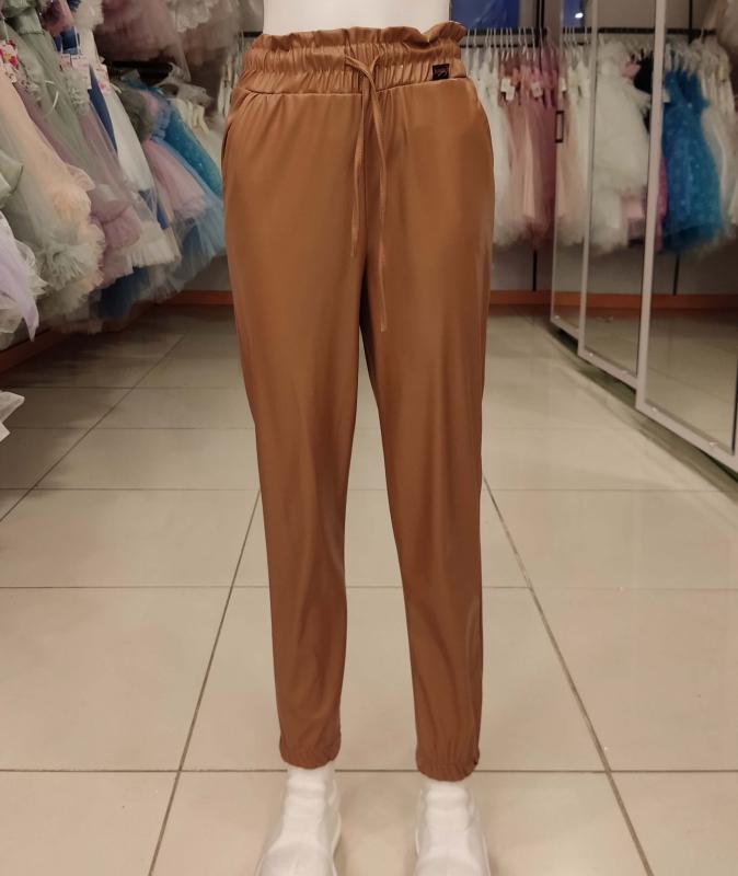 MARKAM 5005-5006 Kız Çocuk Paça Lastikli Deri Pantolon