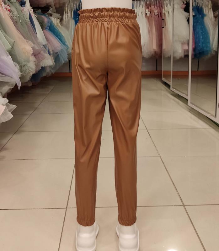 MARKAM 5005-5006 Kız Çocuk Paça Lastikli Deri Pantolon
