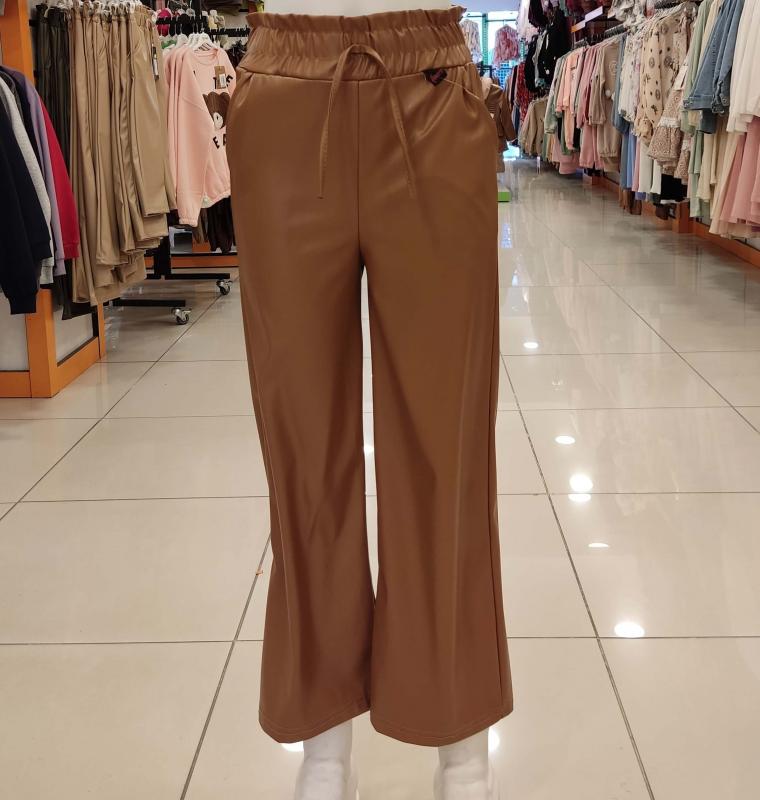 MARKAM 6006 Kız Çocuk Deri Bol Paça Pantolon
