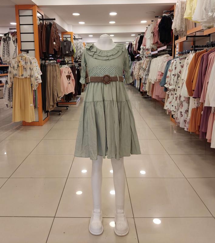 ALSİMA Kids 115 Yaka Fırfırlı Kız Çocuk Dantel Elbise