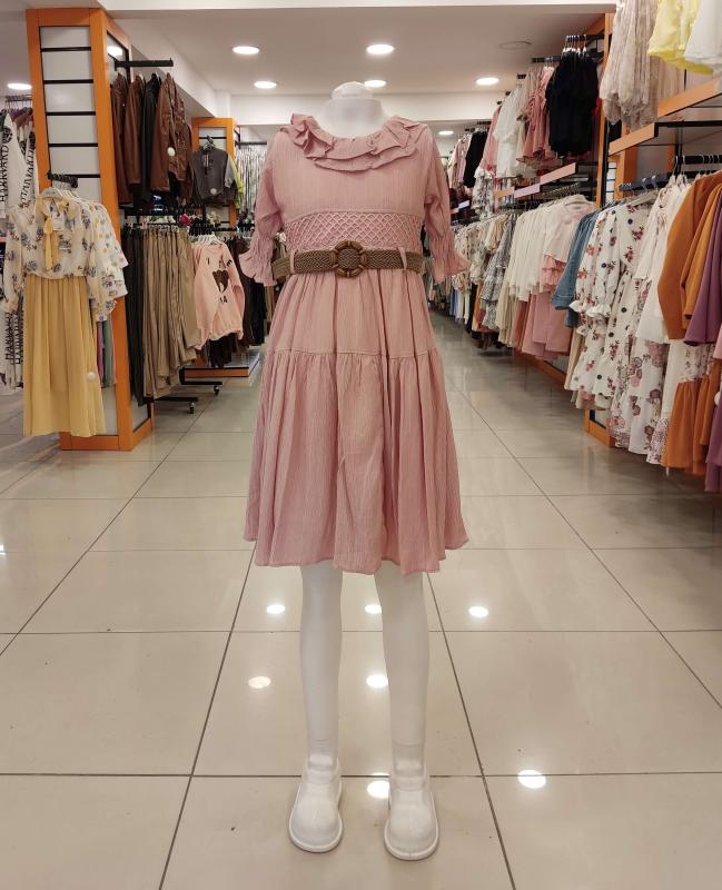 ALSİMA Kids 115 Yaka Fırfırlı Kız Çocuk Dantel Elbise